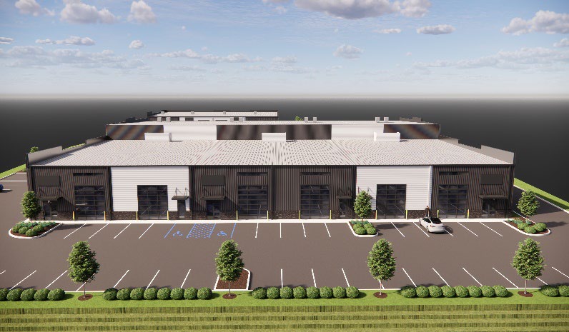 Front elevation rendering of the Callahan Commerce Center buildings